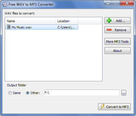 Click to view Free WAV to MP3 Converter 1.0 screenshot