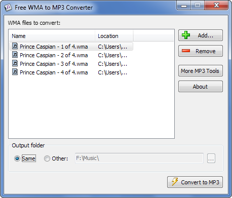 Screenshot for Free WMA to MP3 Converter 1.0